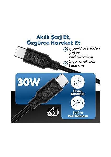 Type-C To Type-C ile Uyumlu iPhone ve Samsung ile Uyumlu Hızlı Şarj ve Data Kablosu 100 cm (Siyah) fırsatları