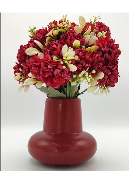 | Bohem Stil Dekoratif Vazo | Modern Minimal Yuvarlak Form | Ruby Bordo|