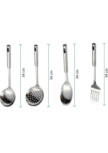 Buffer® 4lü Çelik Kepçe,süzgeç,servis Kaşığı,spatula Mutfak Yemek Hazırlama Servis Seti indirimleri