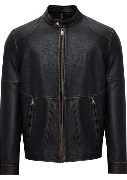 James Erkek Siyah Hakim Yaka Deri Mont 25WGE6588VD