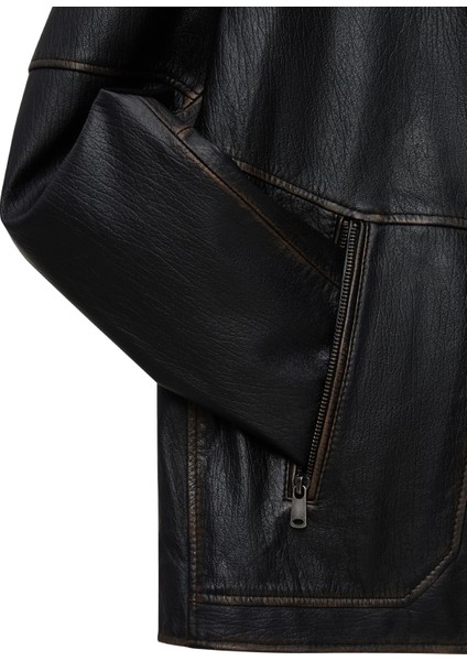 James Erkek Siyah Hakim Yaka Deri Mont 25WGE6588VD