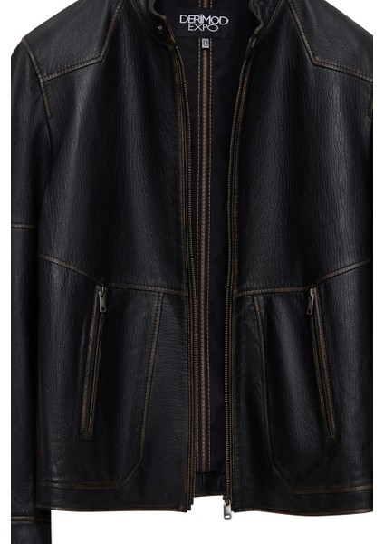 James Erkek Siyah Hakim Yaka Deri Mont 25WGE6588VD