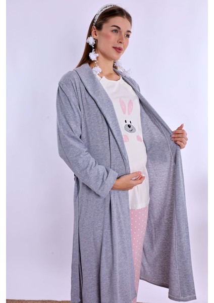 Pembe Sabahlıklı Hamile Lohusa Pijama Takımı