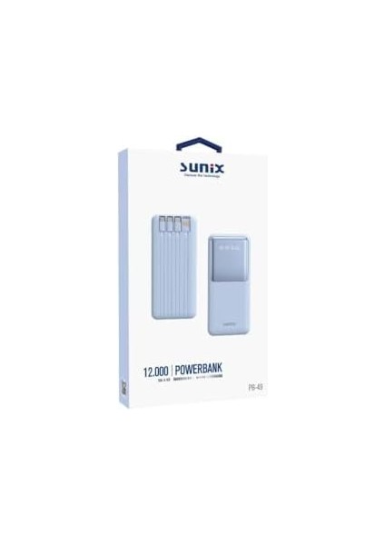 12000 Mah Göstergeli Dahili Çoklu Kablolu Taşınabilir Powerbank Mavi Pb-49 fiyatları