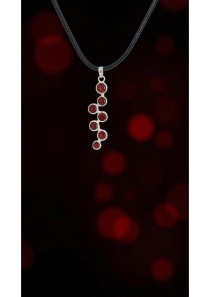 Doğal Garnet Taşlı El Işçiliği 925 Ayar Gümüş Kolye Ucu