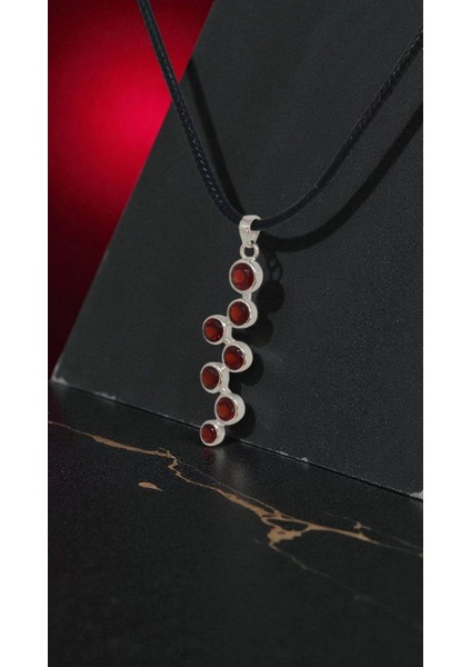Doğal Garnet Taşlı El Işçiliği 925 Ayar Gümüş Kolye Ucu modelleri
