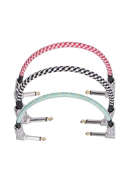 Pedalı Kabloları, Elektro Gitar Kablosu Müzik Enstrümanı Aksesuarları 3 Adet Sağ Açı Bas Efektleri Pedal Tahtası Yama Kablosu Kablosu Gitar Bas Efekt Pedalları Için fırsatları