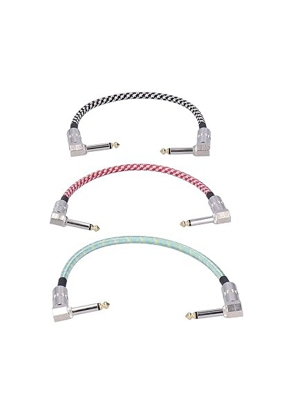 Pedalı Kabloları, Elektro Gitar Kablosu Müzik Enstrümanı Aksesuarları 3 Adet Sağ Açı Bas Efektleri Pedal Tahtası Yama Kablosu Kablosu Gitar Bas Efekt Pedalları Için indirimleri