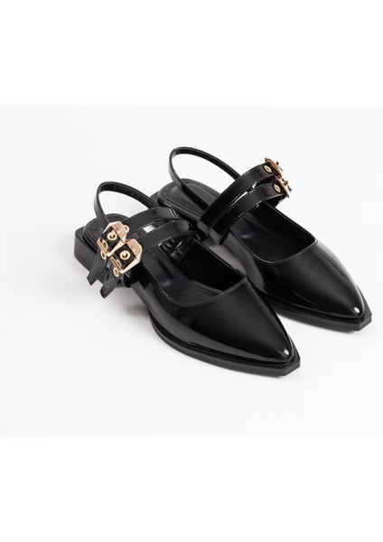 Modaserdem Blues Siyah Rugan Kemer Detaylı Kadın Topuklu Ayakkabı fiyatları