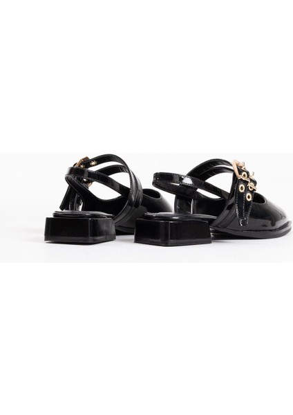 Modaserdem Blues Siyah Rugan Kemer Detaylı Kadın Topuklu Ayakkabı modelleri