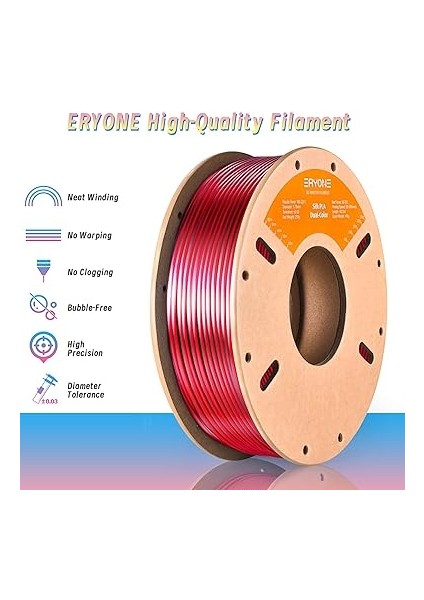 Pla Ipek Parlak 3D Yazıcı Filamenti 1,75 Mm, Çift Ipek Pla Filament, Iki Renkli Ipek Filament Iki Ton +/- 0,03 Mm, 250 G (0,55 Lbs)/makara, Siyah Kırmızı modelleri