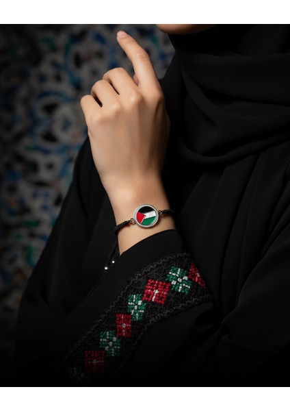 Filistin Bayrak Sembolü Özgün Renkli Filistin Yuvarlak Bayrak Bilezik 1 Adet A300016 fiyatları