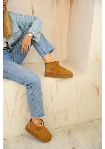 Yüksek Mini Classic Süet Tüylü Kadın Bot - Taba modelleri