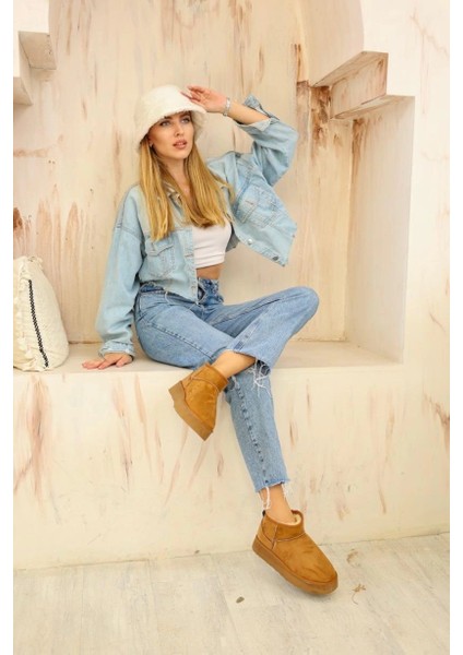 Yüksek Mini Classic Süet Tüylü Kadın Bot - Taba fırsatları