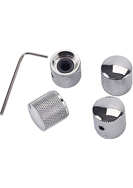 Gitar Hız Kontrol Düğmeleri Metal Ses Tonu Kubbe Ton Düğmeleri Allen Tuşlu Vidalar Seti, Elektro Gitar Bas Için, Krom 4'lü Paket