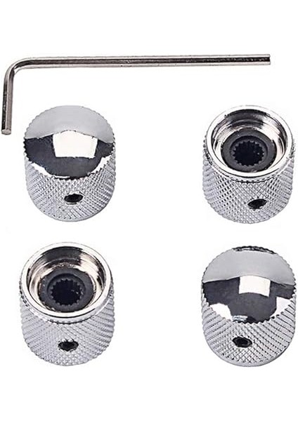 Gitar Hız Kontrol Düğmeleri Metal Ses Tonu Kubbe Ton Düğmeleri Allen Tuşlu Vidalar Seti, Elektro Gitar Bas Için, Krom 4'lü Paket modelleri