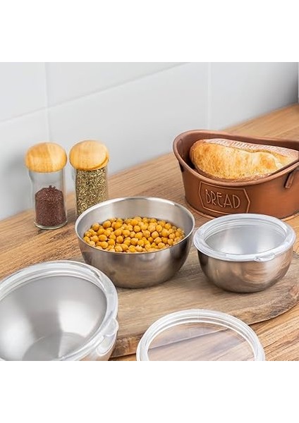 Parma 3'lü Şeffaf Sızdırmaz Kapaklı Paslanmaz Çelik Saklama Kabı modelleri