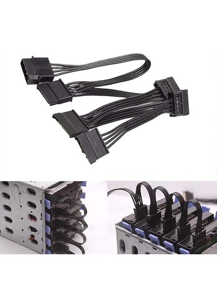 4355 Molex Ide 4 Pin To 5 Port Sata Power HDD Güç Çoklayıcı Kablosu fırsatları