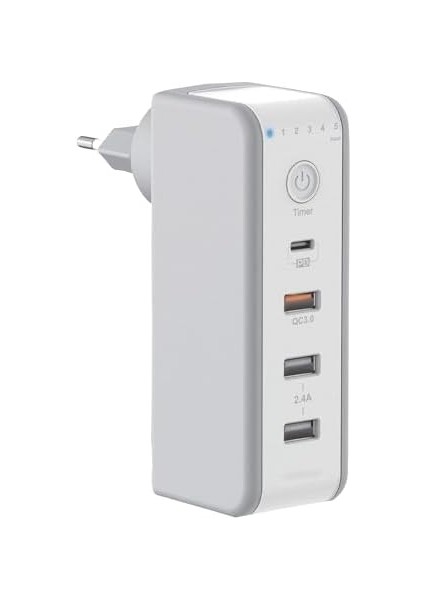 30 Watt PD18W Zaman Ayarlı USB Çıkışlı Priz 180 Derece Döndürülebilir Fiş Qc3.0 2.4A USB Çıkışlı M8J301TE modelleri