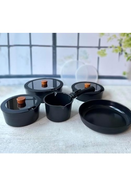Midas Siyah 11 Parça Ayrılabilen Saplı Iç Içe Geçebilen Indüksiyonlu Tencere Tava Seti fiyatları