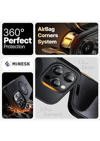 iPhone 13 ve 14 Için Magsafe ile Uyumlu Fusion Mat Serisi Kaliteli Orijinal Versiyon Kılıf Metal Tuş Takımı ve Ultra Güçlü Gerçek Mıknatıslar Şık Tasarım Kılıf (Siyah, 13-14) modelleri