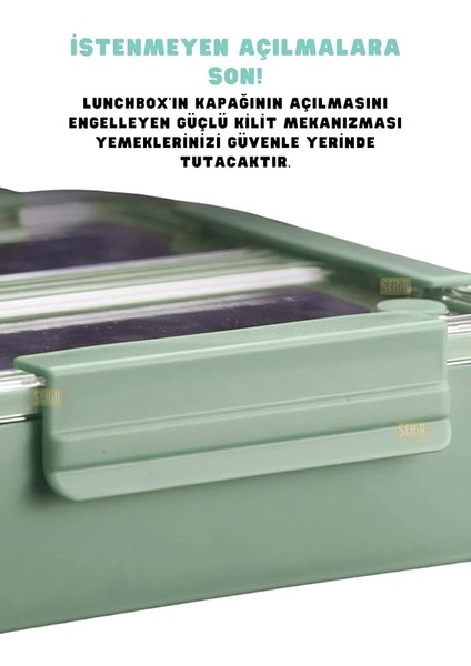 Bento 1100ML Lunchbox Tek Katlı 2 Bölmeli Paslanmaz Çelik Sefer Tası Yemek Kutusu (Yeşil) fiyatları