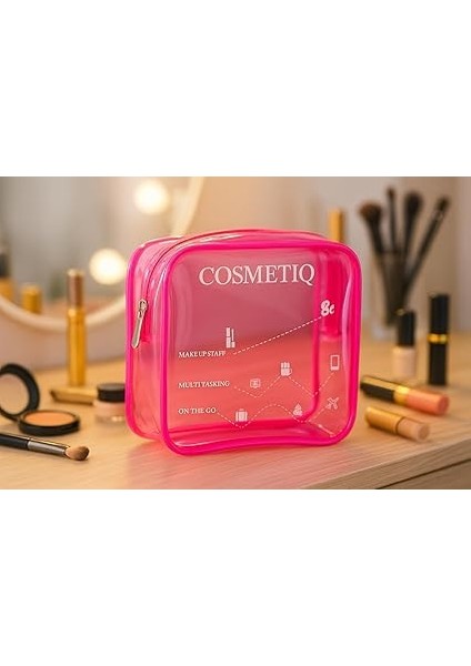 Kapısı Şeffaf Makyaj Malzemeleri Çantası Mini Organizer Poschette (Pembe) fiyatları