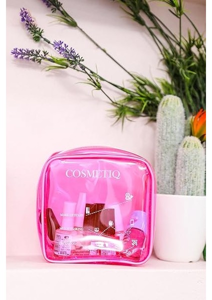 Kapısı Şeffaf Makyaj Malzemeleri Çantası Mini Organizer Poschette (Pembe) indirimleri