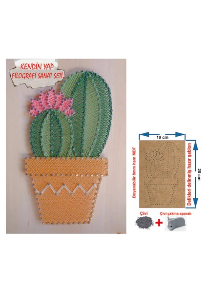 Ip Sanatı Dikkat Geliştirici El Becerisi Çocuk Montessori Eğitimi Filografi Hazır Set Kaktüs