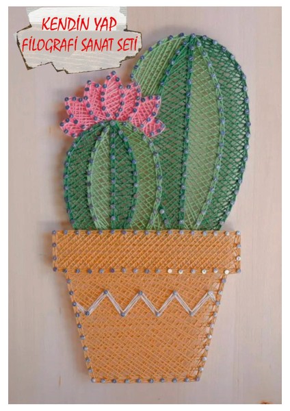 Ip Sanatı Dikkat Geliştirici El Becerisi Çocuk Montessori Eğitimi Filografi Hazır Set Kaktüs modelleri
