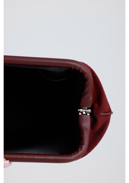 Kadın Bordo Süet Clutch El Çantası modelleri