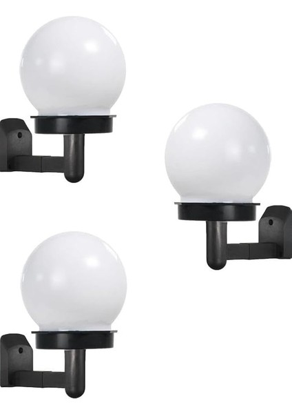 Solar Bahçe Lambası Beyaz - Güneş Enerjili Duvar Armatür (3 Adet)