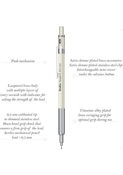 Office Graphx Mekanik Kurşun Kalem Beyaz 0.5 mm indirimleri