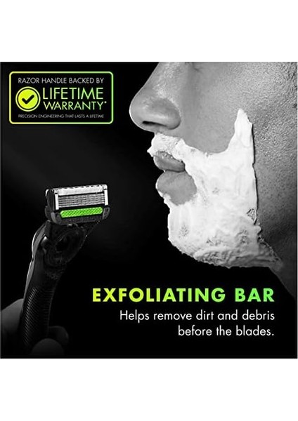 Gillette Labs Peeling Çubuklu Tıraş Seti - 2 Yedek Bıçak, Manyetik Stand, Siyah/altın