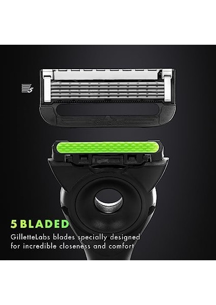 Gillette Labs Peeling Çubuklu Tıraş Seti - 2 Yedek Bıçak, Manyetik Stand, Siyah/altın modelleri