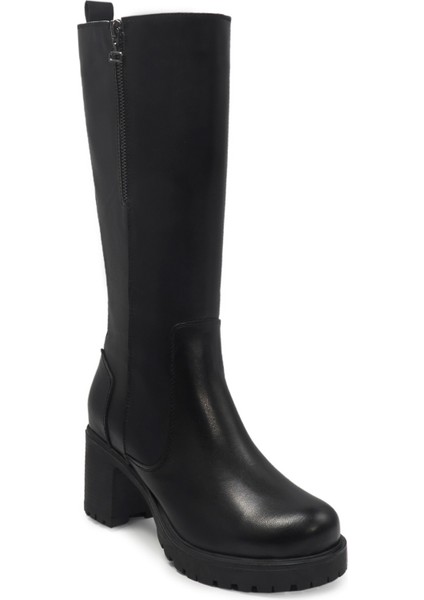 Siyah Klasik Deri Kadın Çizme