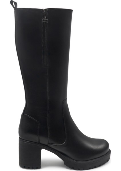 Siyah Klasik Deri Kadın Çizme modelleri