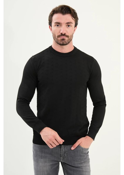 Desenli Slim Fit Bisiklet Yaka Erkek Triko Kazak 11566 fırsatları