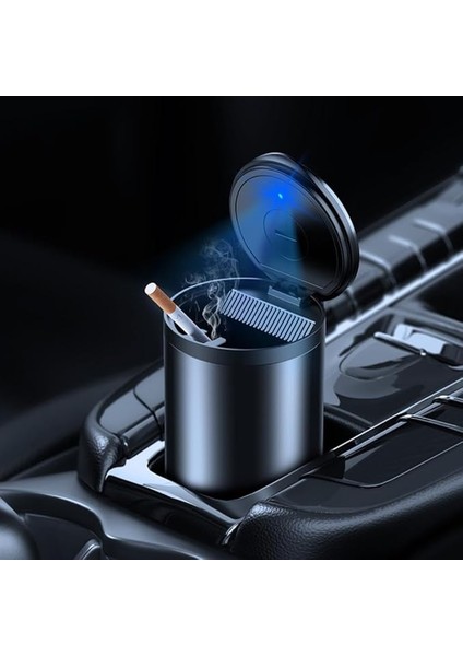 Premium Car Ashtray LED Işıklı Alüminyum Taşınabilir Kapaklı Araba Küllük Kül Tablası Kokusuz