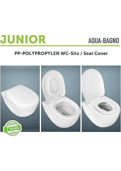 Bagno | Klozet Oturağı, Otomatik Kapanmalı Klozet Kapağı, D/o Şeklinde 2.0, Çıkarılabilir Klozet Kapağı, Beyaz (Junior) fiyatları