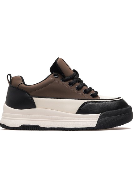 25K301 Kadın Hakiki Deri Parçalı Bağcıklı Sneaker Ayakkabı