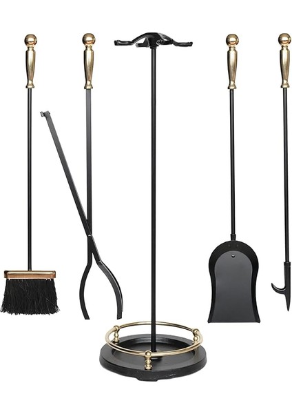 5 Li Premium Ithal Döküm Gold Başlıklı Yuvarlak Şömine-Soba Maşa Takımı Aksesuar Seti SAY015 modelleri