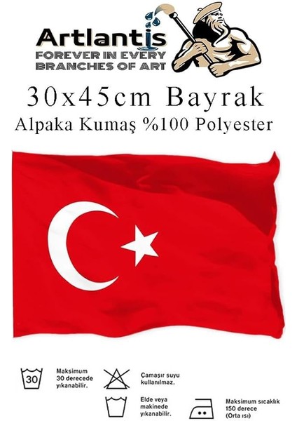 Bayrak 30X45 cm Türk Bayrağı Kumaş 1 Adet Alpaka Kumaş Bez Bayrak Kaliteli Türk Bayrağı