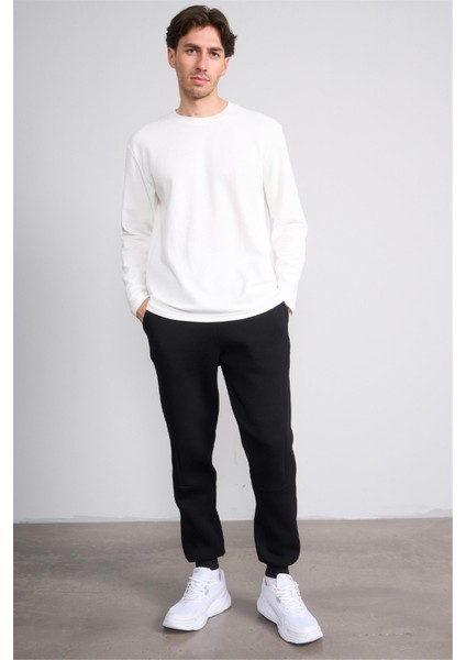 824 Erkek 3 Iplik Lastik Paça Eşofman Alt Siyah