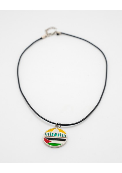 Siyah Ipli Filistin Bayraklı ve Kubbet-Üs Sahra Unisex Filistin Kolyesi 40 cm J300013 indirimleri