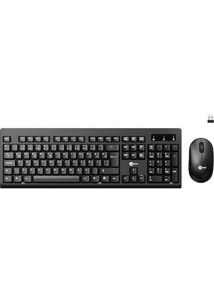 KW210 Kablosuz Türkçe Q Klavye & Mouse Set - Qwerty Dizilim, 1000DPI Optik Fare, Win/mac Uyumlu, Sıvı Dökülmesine Dayanıklı, Tam Boyutlu Siyah