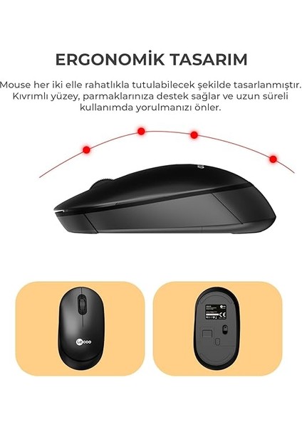 KW210 Kablosuz Türkçe Q Klavye & Mouse Set - Qwerty Dizilim, 1000DPI Optik Fare, Win/mac Uyumlu, Sıvı Dökülmesine Dayanıklı, Tam Boyutlu Siyah modelleri