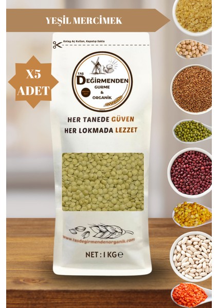 Atalık Yeşil Mercimek (7 Mm) - 5 Kilo