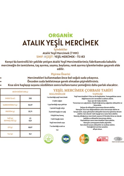 Atalık Yeşil Mercimek (7 Mm) - 5 Kilo modelleri