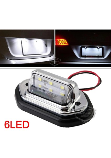 Üniversal Plaka Lambası 6 LED Güçlü Işık Su Geçirmez Krom Araç Plaka Işığı Ultra Parlak Oto Aydınlatma 12/24V 2 Adet fiyatları